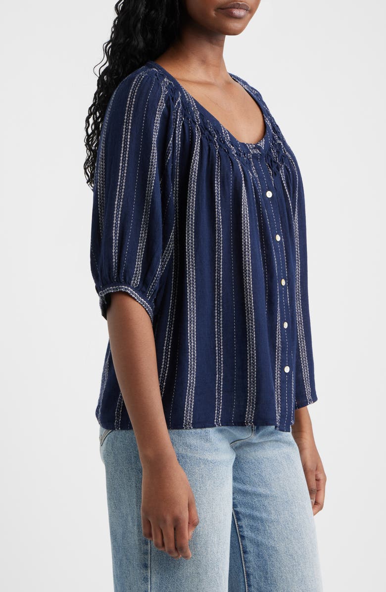 Rails Rix Embroidered Stripe Linen Blend Top, Alternate, color, Marina Stripe