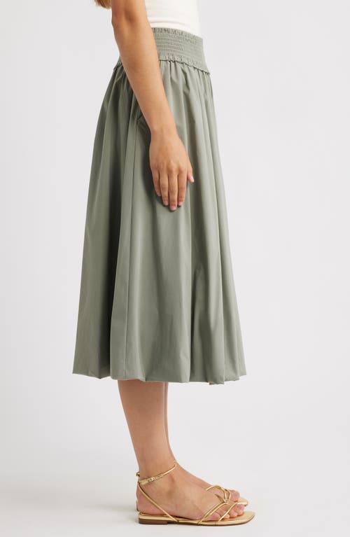 Wit & Wisdom Smocked Waist Bubble Hem Midi Skirt In Green