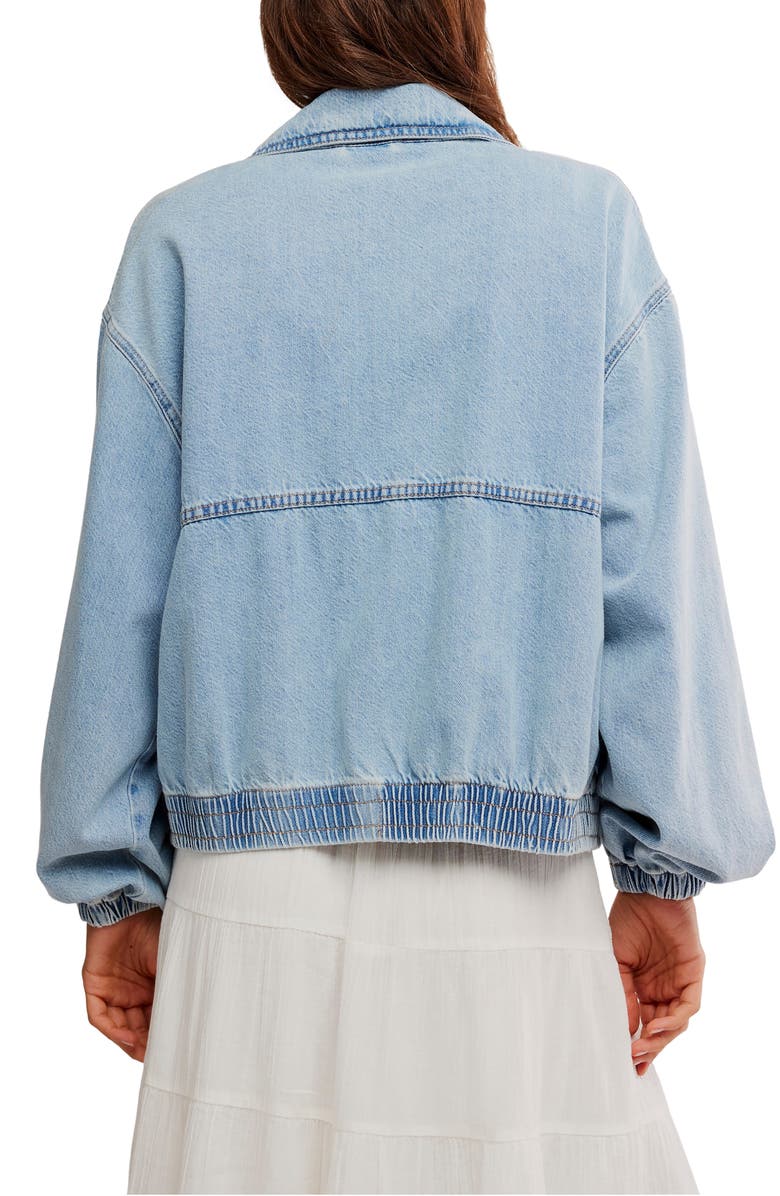 Free People Birdie Relaxed Denim Bomber Jacket, Alternate, color, Mockingbird