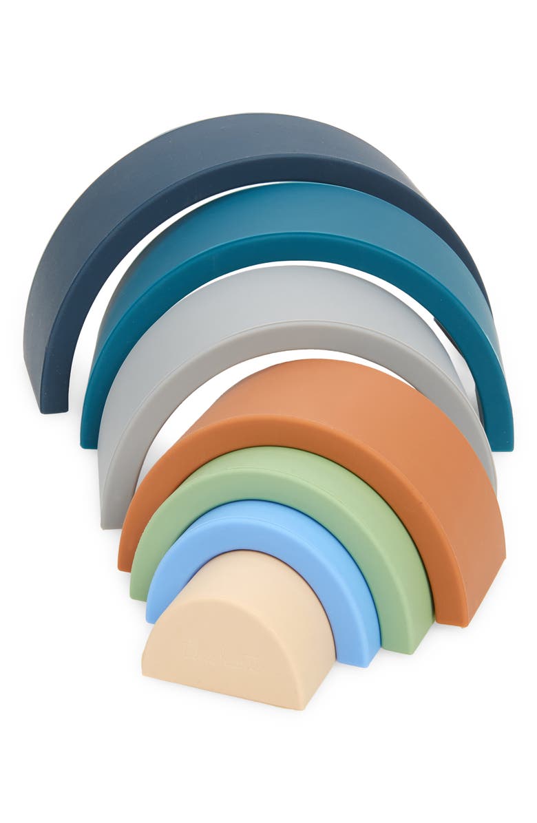 Three Hearts Rainbow Silicone Stacker Toy, Alternate, color,