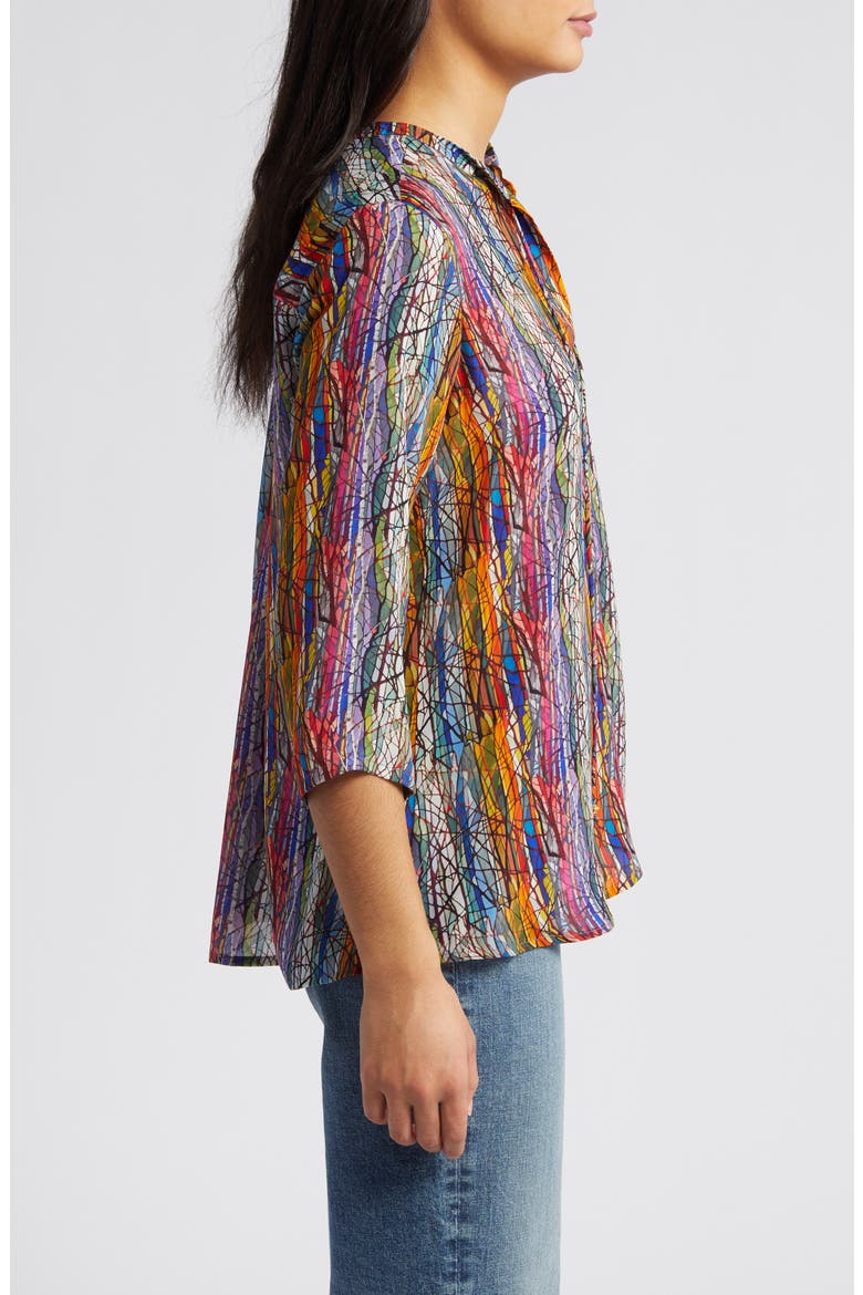 Tie Neck Top, Alternate, color, TANGLED WEB BLUE