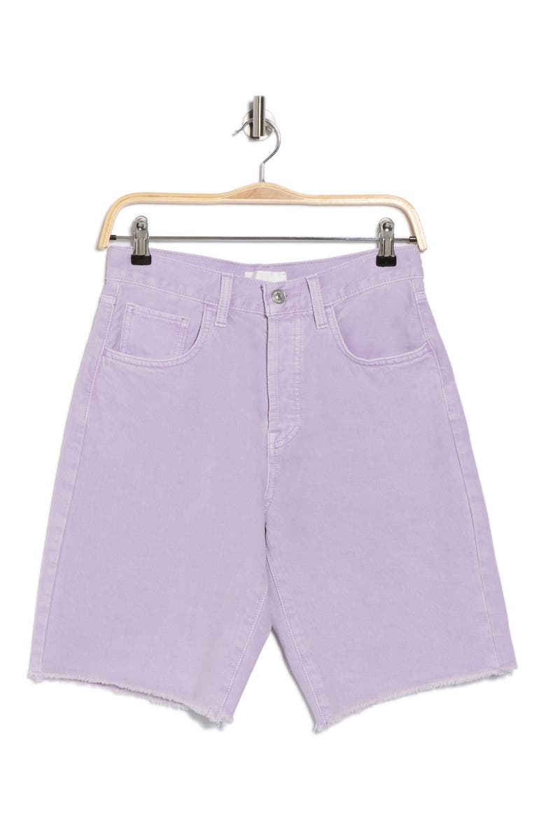 Frayed Denim Bermuda Shorts, Alternate, color, PURPLE