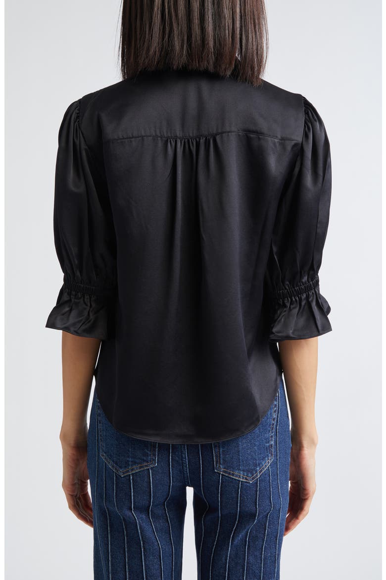 Cinq à Sept Fiona Ruffle Cuff Silk Button-Up Shirt (Women) | Nordstrom