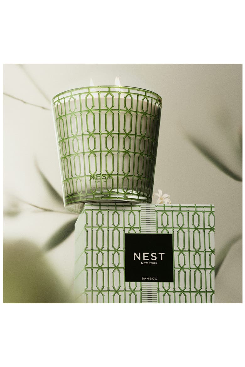 Bamboo Decorative 3-Wick Candle, Alternate, color, GREEN