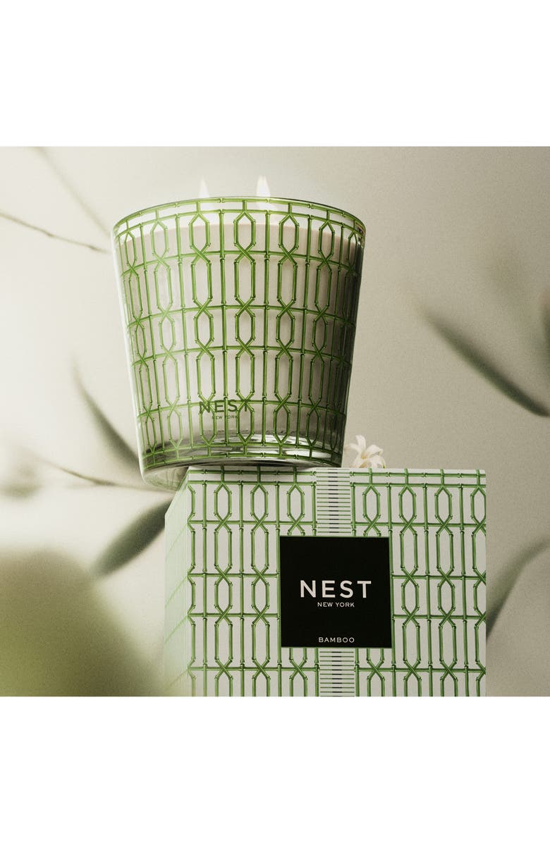 NEST New York Bamboo Decorative 3-Wick Candle, Alternate, color, Green