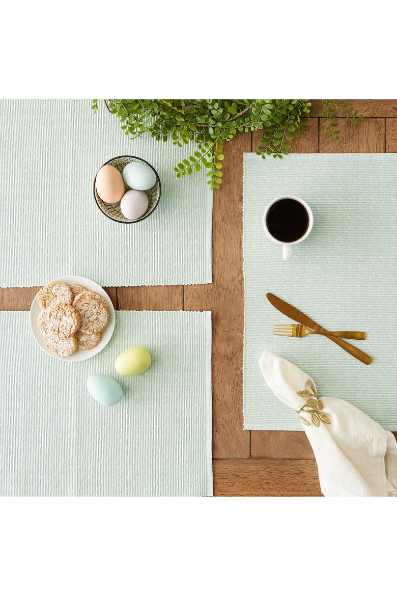 Dobby Dots Rib Placemat Set/6, Alternate, color, Misty Blue