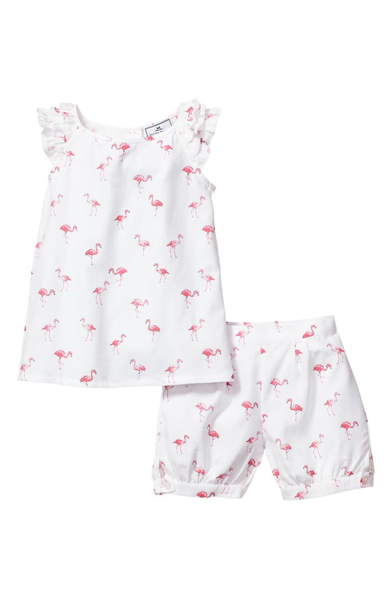 Petite Plume Kids' Amelie Flamingo Print Two-Piece Short Pajamas, Main, color, 
