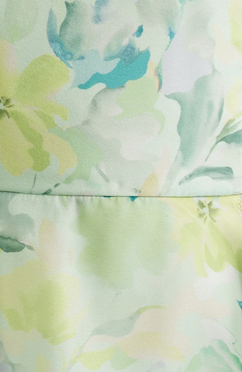 Lulus Elena Floral Print Strapless Midi Dress, Alternate, color, Mint Multi