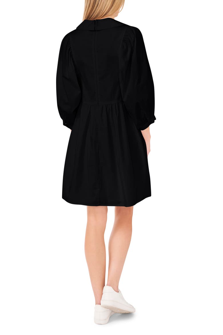 Elbow Sleeve Stretch Cotton Dress, Alternate, color, RICH BLACK