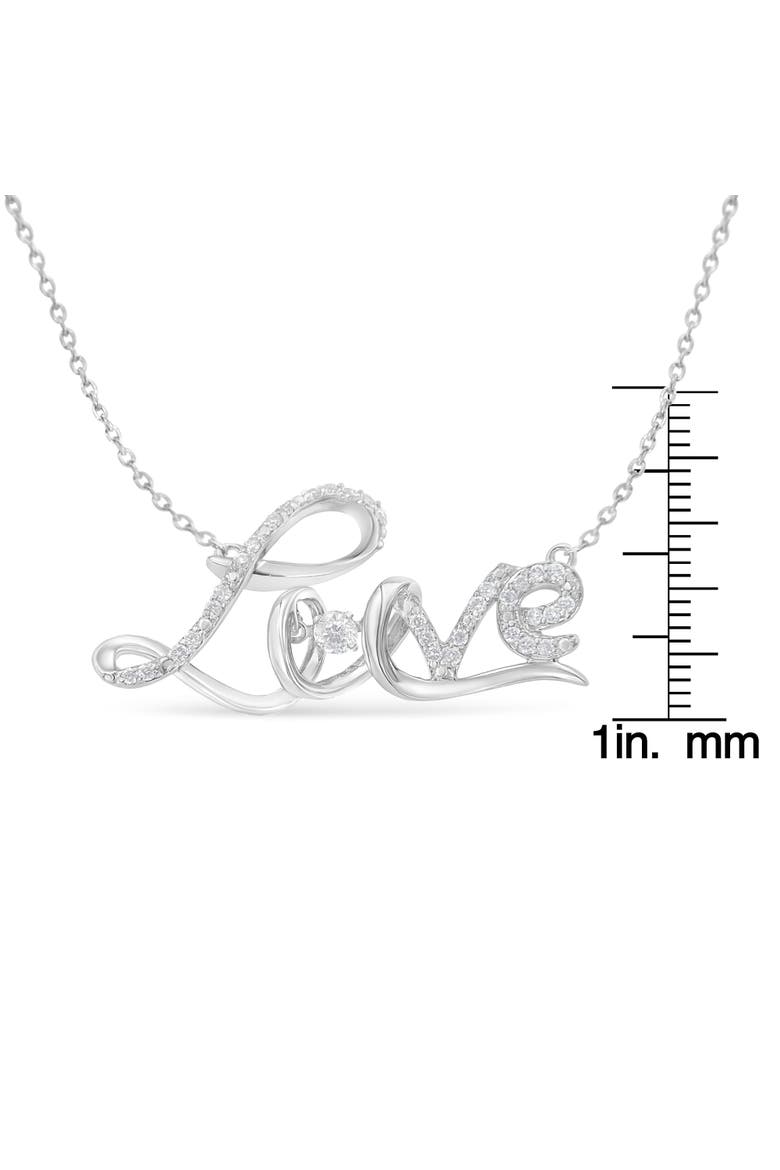 .925 Sterling Silver 1/4 Cttw Diamond Cursive "Love" Pendant Necklace, Alternate, color, White