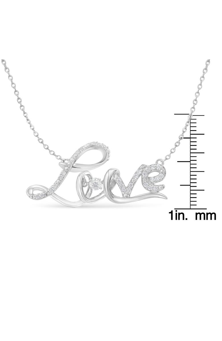 Haus of Brilliance .925 Sterling Silver 1/4 Cttw Diamond Cursive "Love" Pendant Necklace, Alternate, color, White