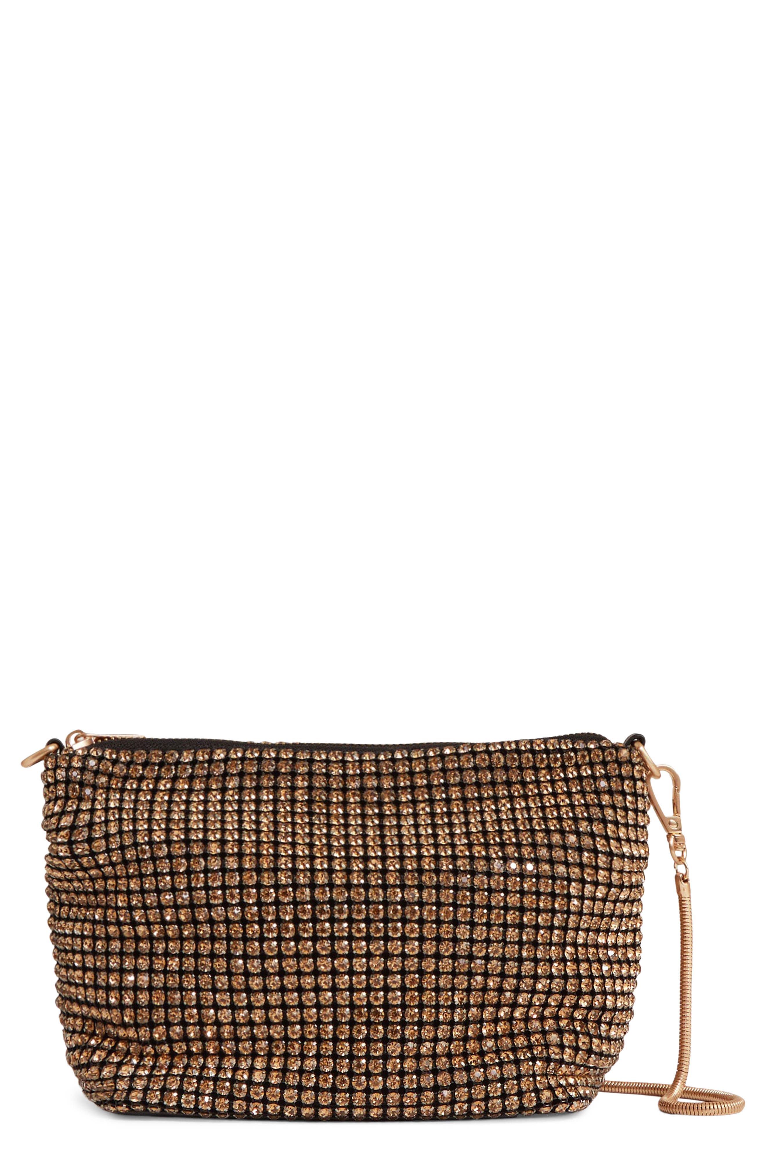 Reiss Leah Crystal Convertible Clutch, Main, color, Gold