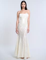 BCBGMAXAZRIA Sequin Lace Gusset Gown