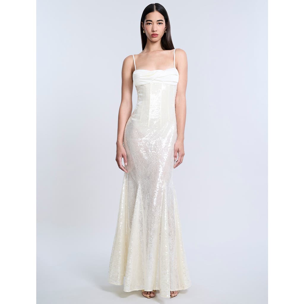 Bcbg Sequin Lace Gusset Gown In White