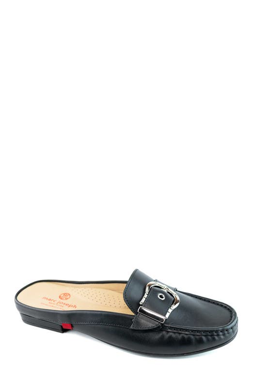 Marc Joseph New York Barbara St Leather Buckle Mule, Main, color, Black Napa