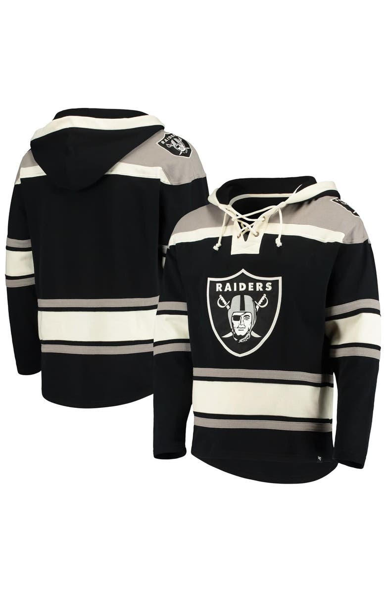 '47 Men's '47 Black Las Vegas Raiders Lacer V-Neck Pullover Hoodie, Alternate, color, Black