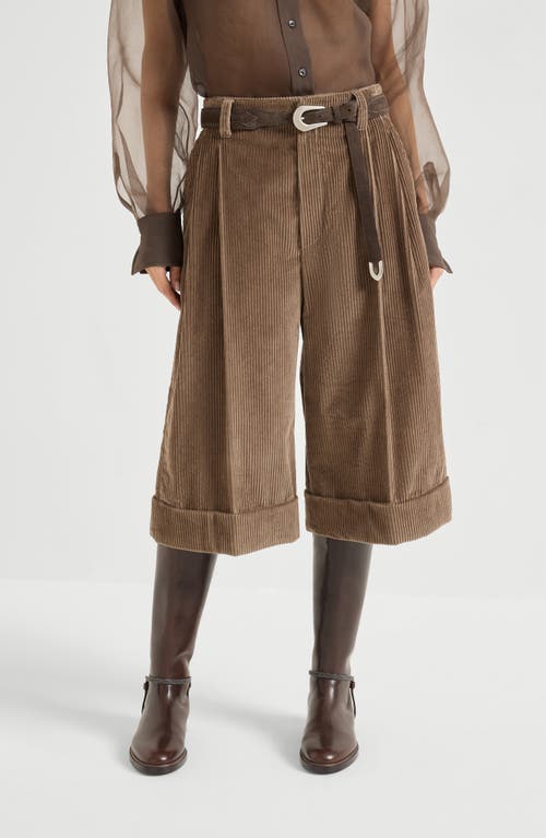 Brunello Cucinelli Corduroy City Bermuda Shorts In Brown
