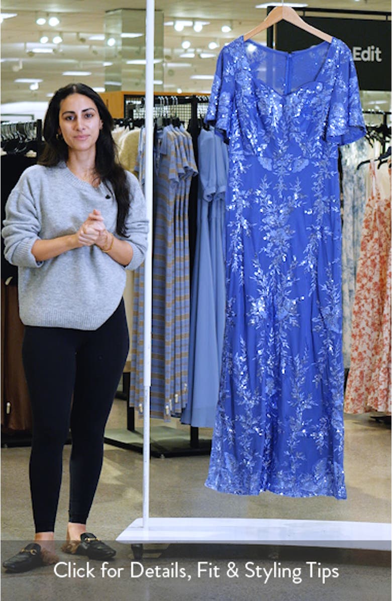 Sequin Embroidered Mesh Gown, sales video thumbnail