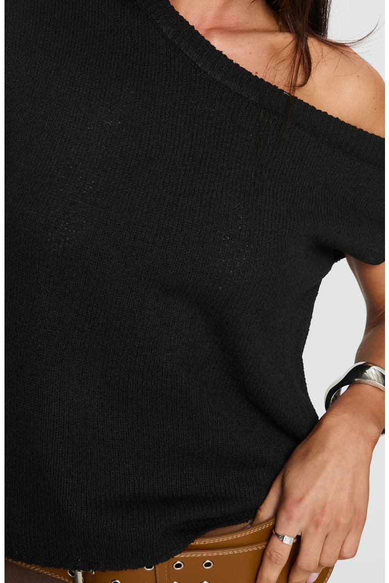 Ashfield One-Shoulder Sweater, Alternate, color, BLACK