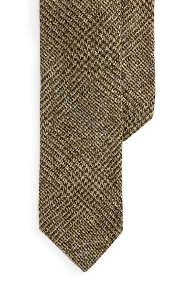 Ralph Lauren Purple Label Overcheck Glen Plaid Linen Tie, Main, color, Artichoke Green Multi