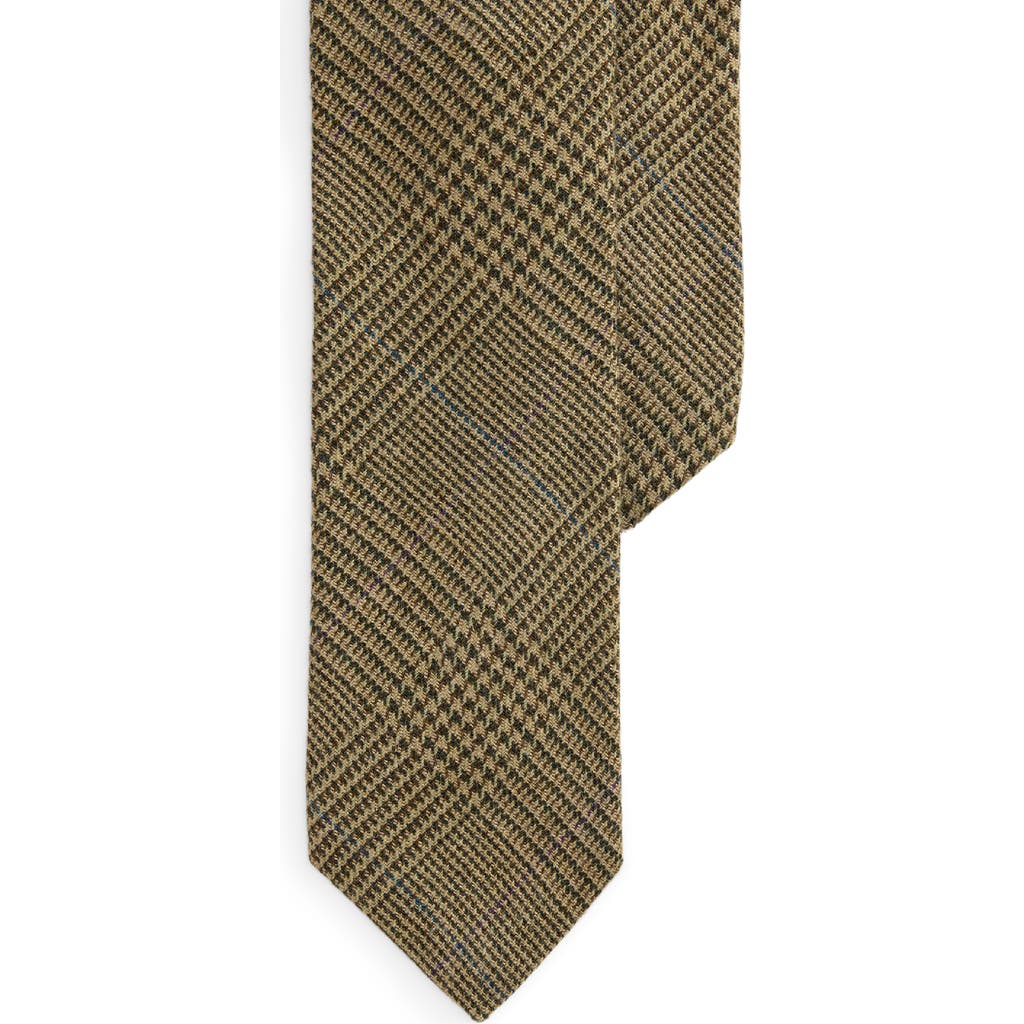 Ralph Lauren Purple Label Overcheck Glen Plaid Linen Tie In Green