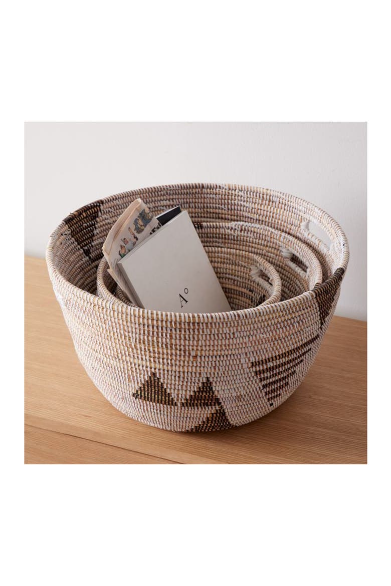 Oval Storage Basket Graphic Print - Set of 3, Alternate, color, Black and White