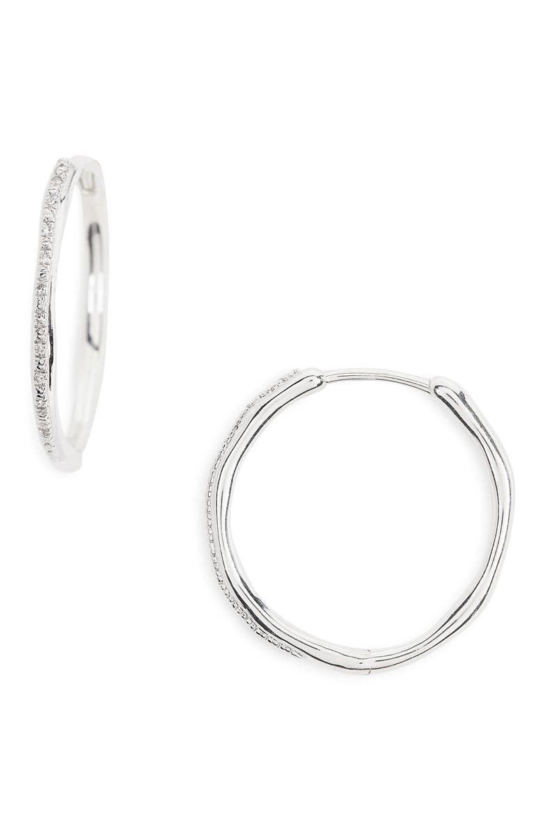 Monica Vinader Riva Wave Diamond Hoop Earrings, Main, color, 