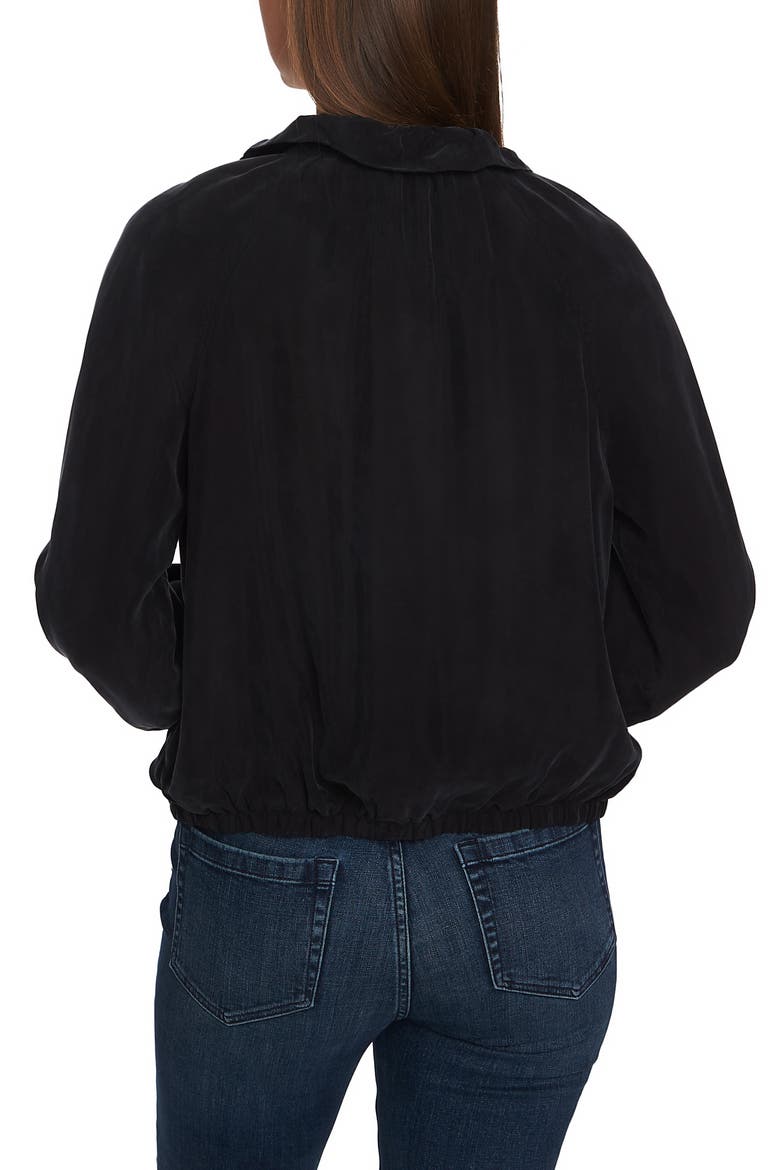 Ruffle Neck Bomber Jacket, Alternate, color, RICH BLACK