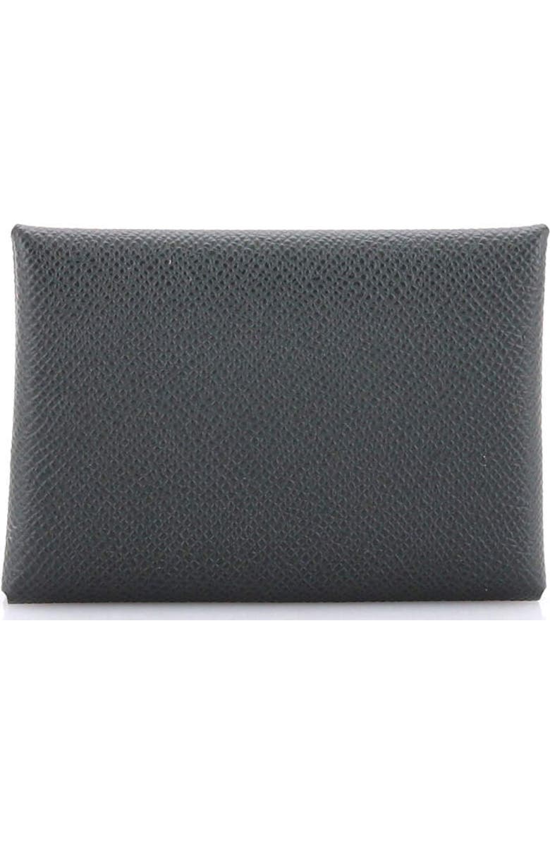 Pre-Owned Hermes Calvi Duo Card Holder Epsom, Main, color, Vert Mangrove