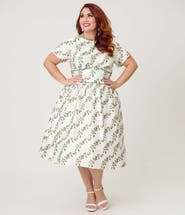 Unique Vintage Plus Size Smocked Back Swing Dress