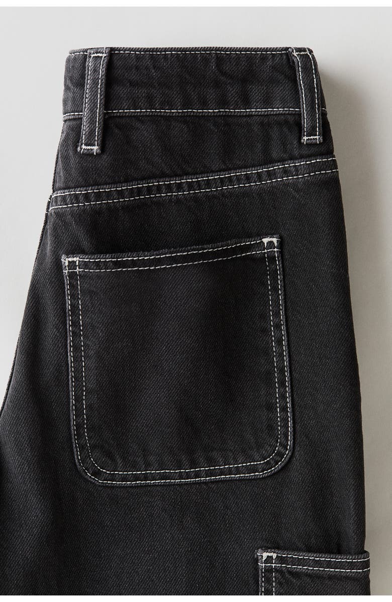 H&M Loose Fit Carpenter Jeans, Alternate, color, Denim Black