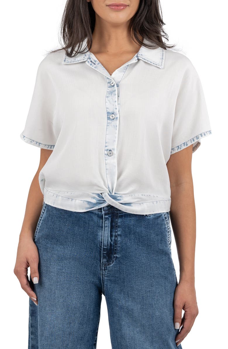 KUT from the Kloth Hosanna Twist Hem Chambray Button-Up Shirt, Main, color, 