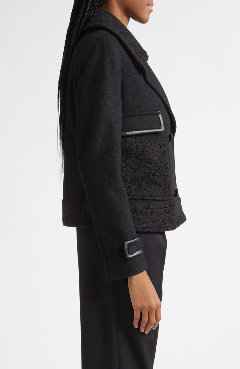 Emporio Armani Double Breasted Bouclé Jacket, Alternate, color, Solid Black