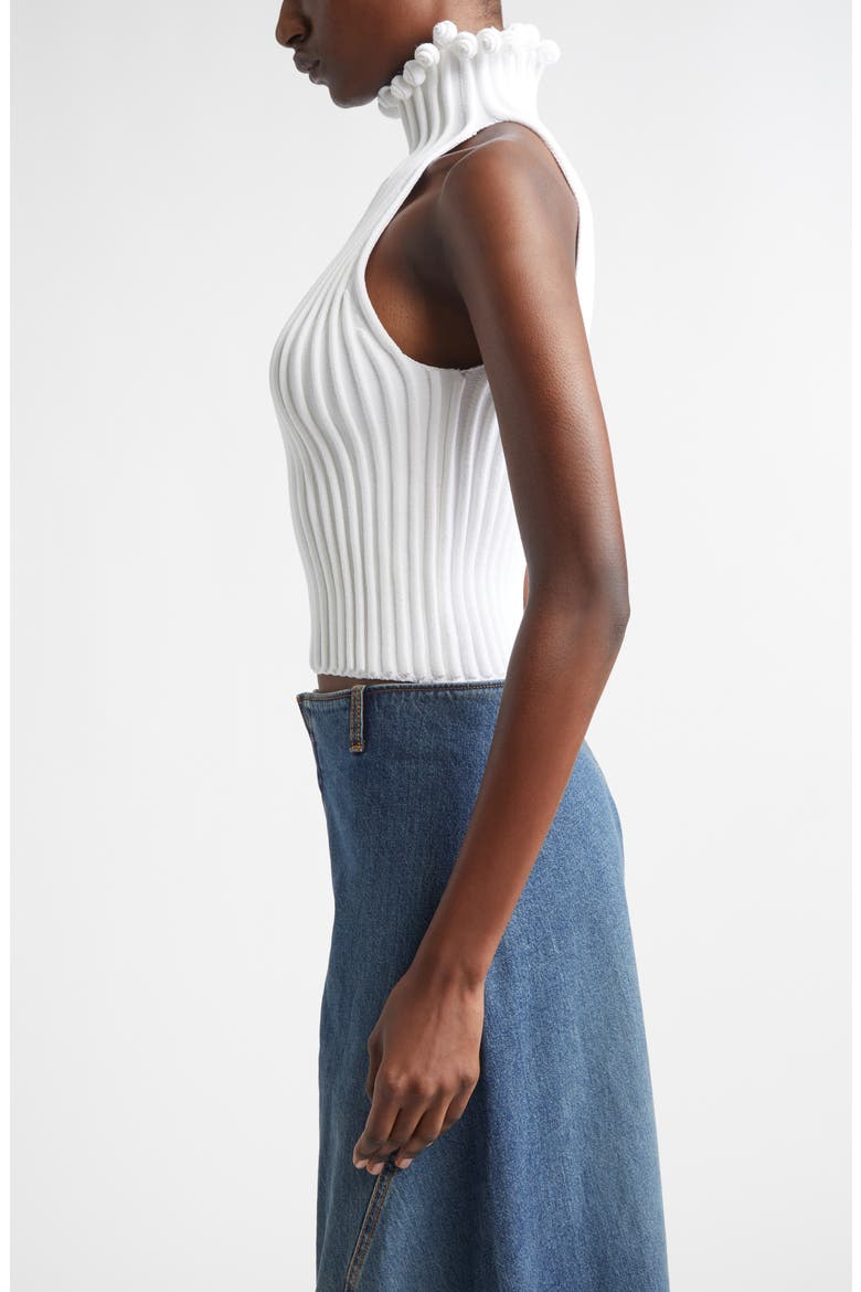 Curled Trim Rib Top, Alternate, color, BLANC