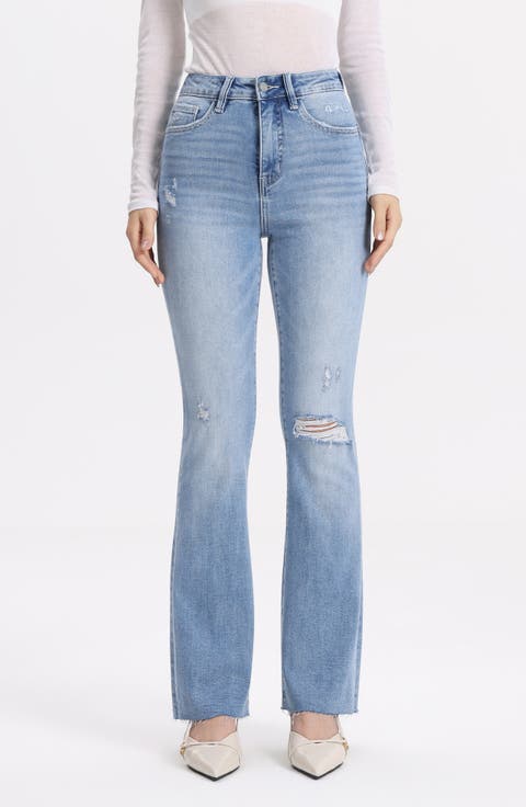 Ripped High Waist Bootcut Jeans
