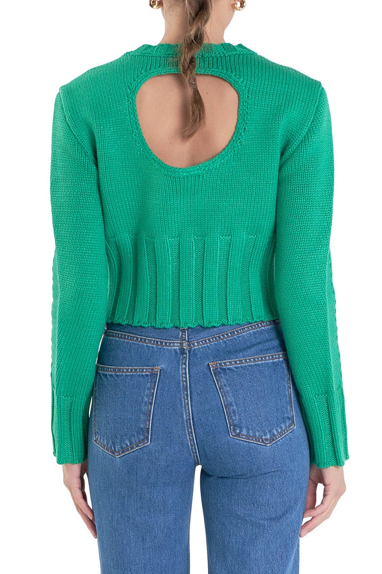 Cutout Crop Sweater, Alternate, color, GREEN