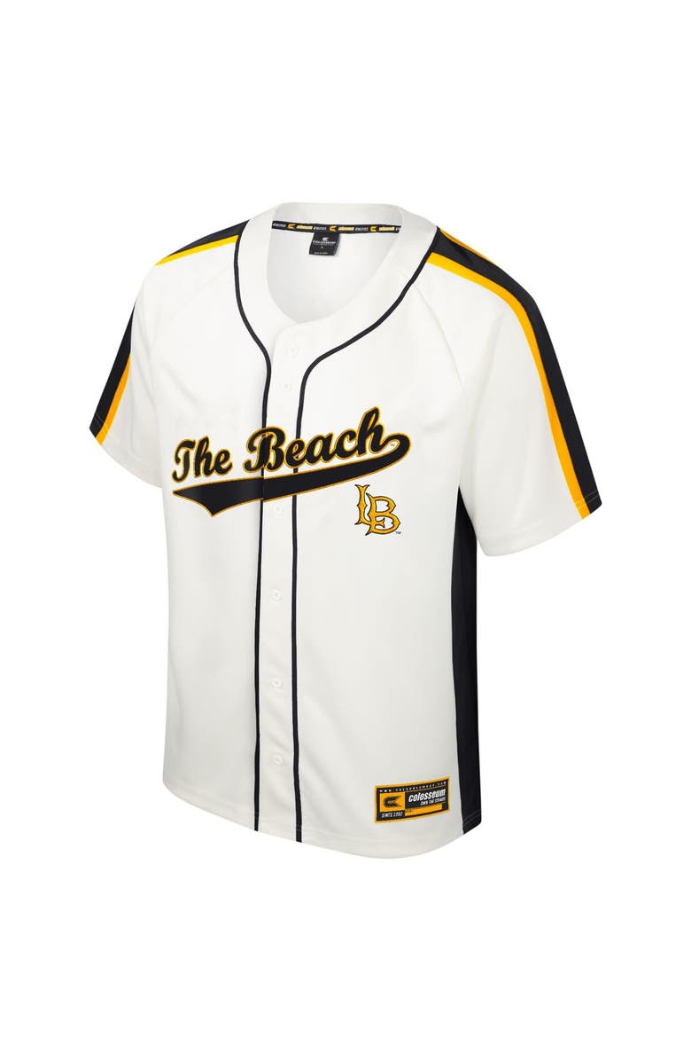 COLOSSEUM Men's Colosseum Cream Cal State Long Beach The Beach Ruth Button-Up Baseball Jersey, Alternate, color, Cream