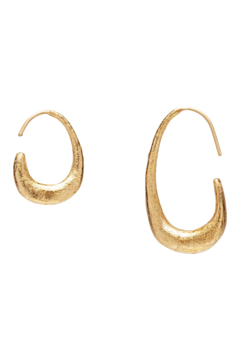 Analeia Mini Hoop Earrings, Main, color, GOLD FOILED WOOD