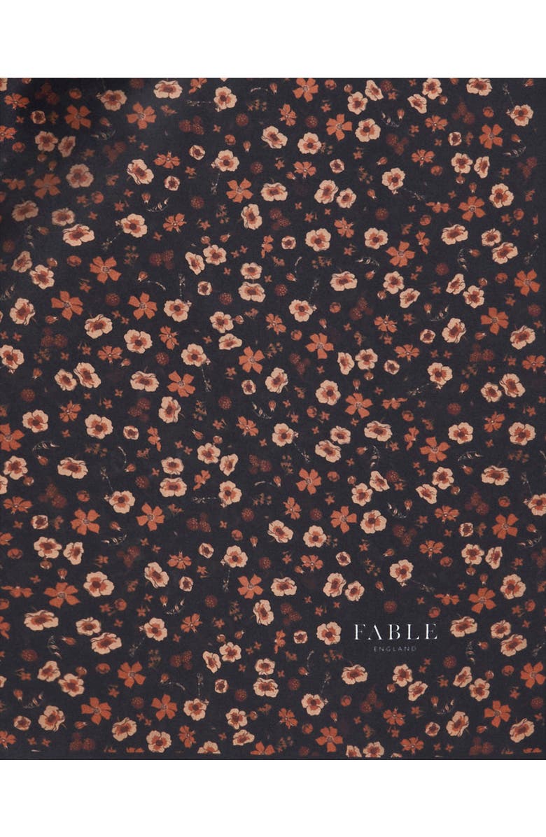 Fable England Deco Blooms Silky Lightweight Black Scarf, Alternate, color, Black