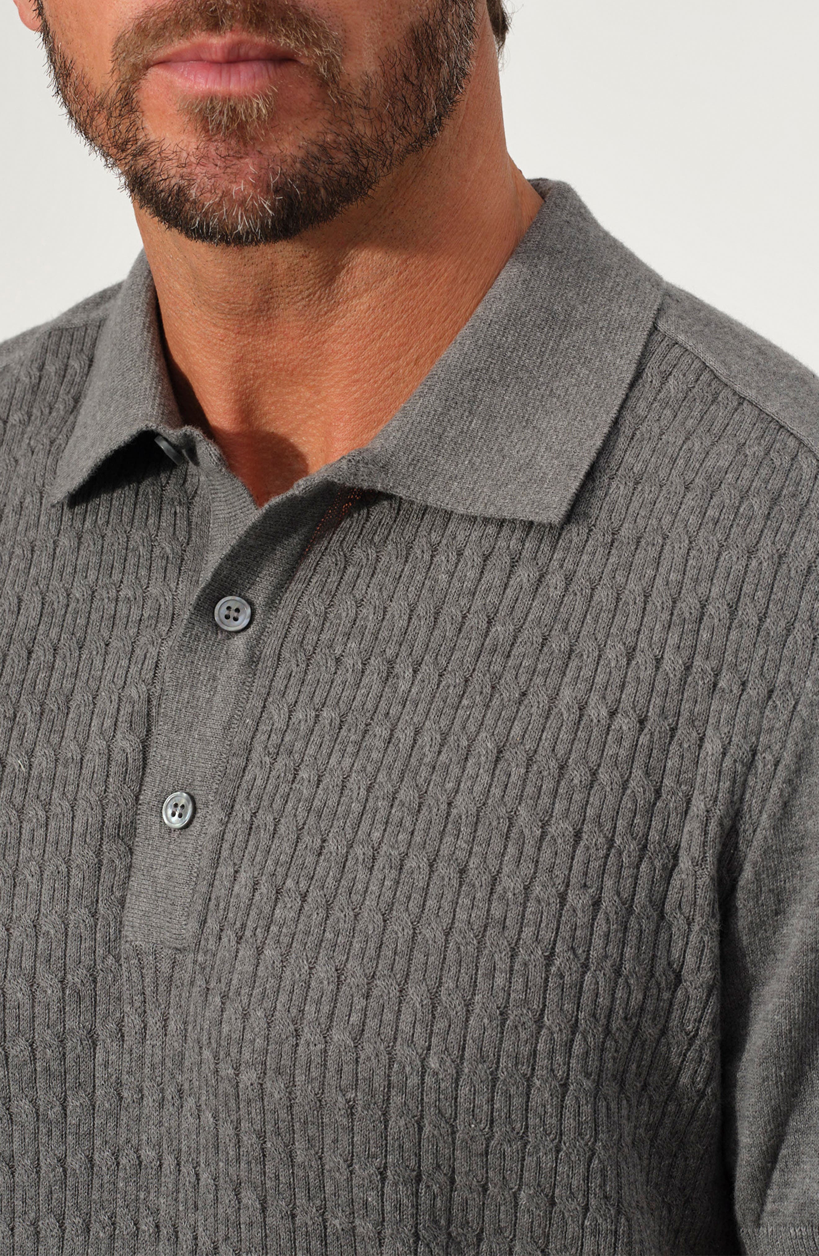 Cable Knit Polo Sweater - image 2