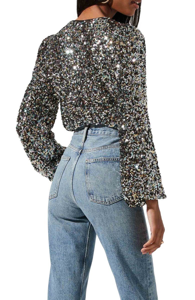 ASTR the Label Nix Twist Sequin Crop Top, Alternate, color, 