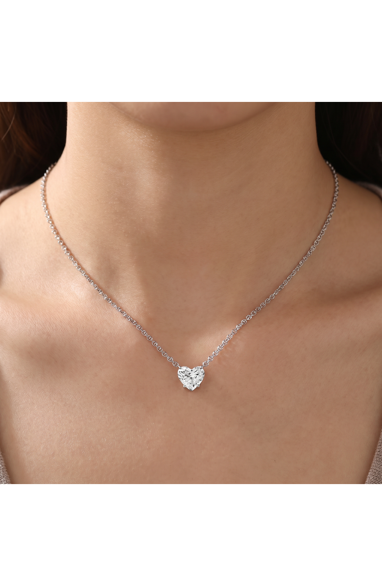 Bliss Diamond Certified 3Ct Heart Solitaire Diamond Pendant Necklace 14k Gold Lab Grown, Alternate, color, 14K White Gold