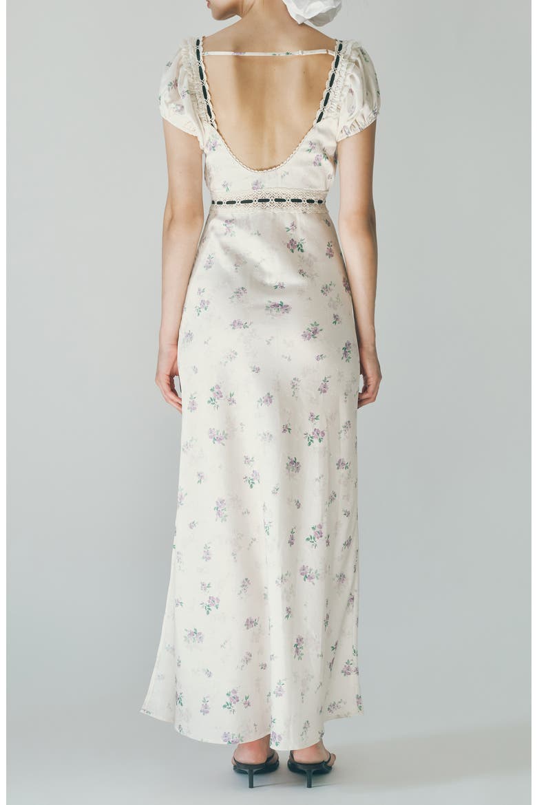 Bambi Ditsy Floral Lace Trim Open Back Dress, Alternate, color, BLOSSOM PRINT