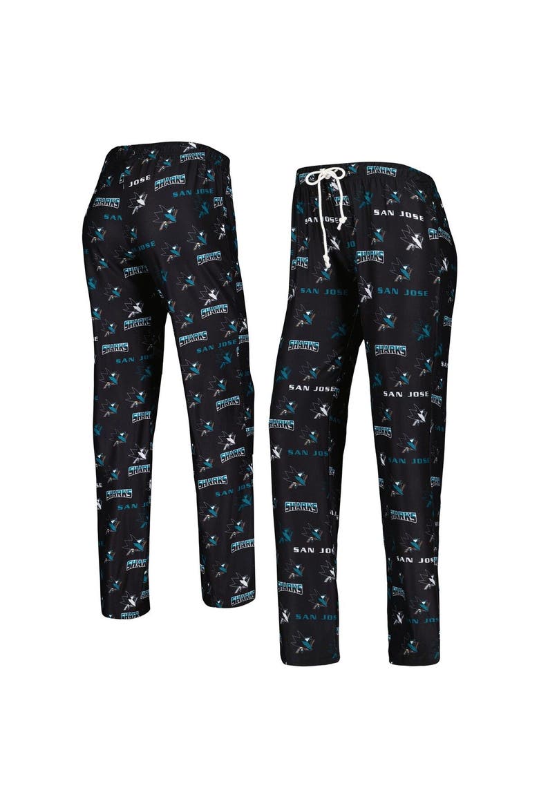 Women's Concepts Sport Black San Jose Sharks Breakthrough Allover Logo Sleep Pants, Main, color, Black