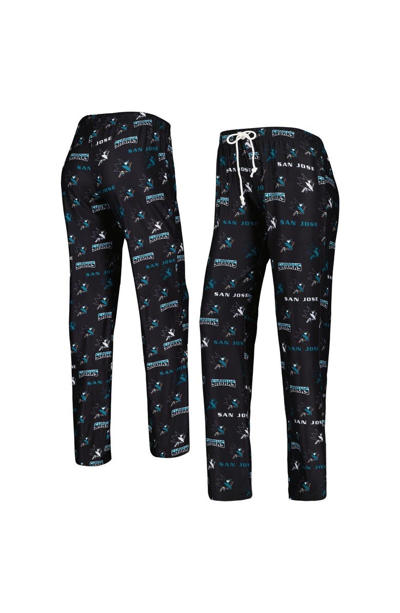 CONCEPTS SPORT Women's Concepts Sport Black San Jose Sharks Breakthrough Allover Logo Sleep Pants, Main, color, 