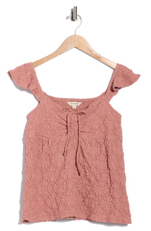 Lucky Brand Textured Babydoll Top In Pink