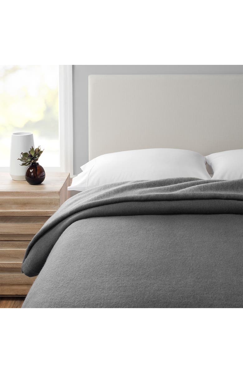 MELANGE HOME King Self Hem Merino Wool Blanket - Ivory/Oatmeal, Main, color, Grey/Charcoa