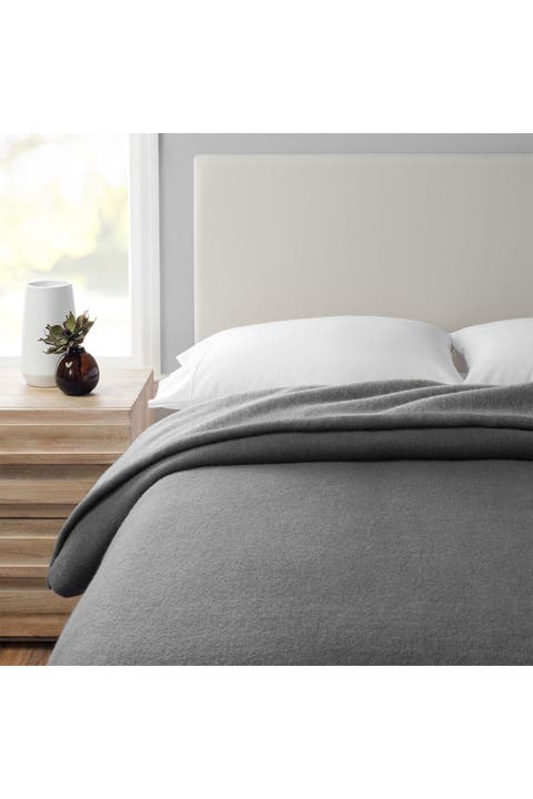 King Self Hem Merino Wool Blanket - Ivory/Oatmeal