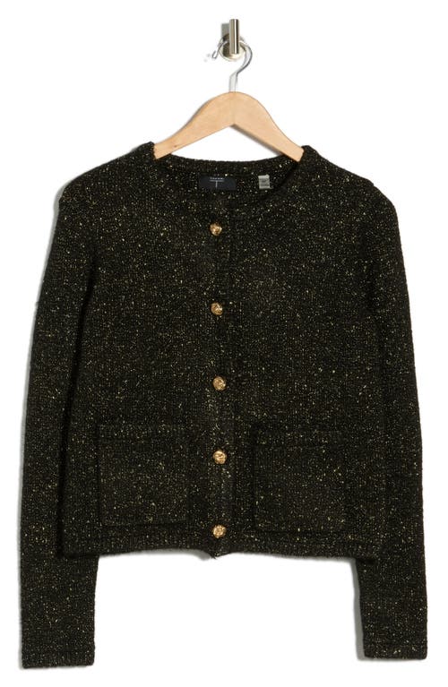 T Tahari Crewneck Metallic Cardigan