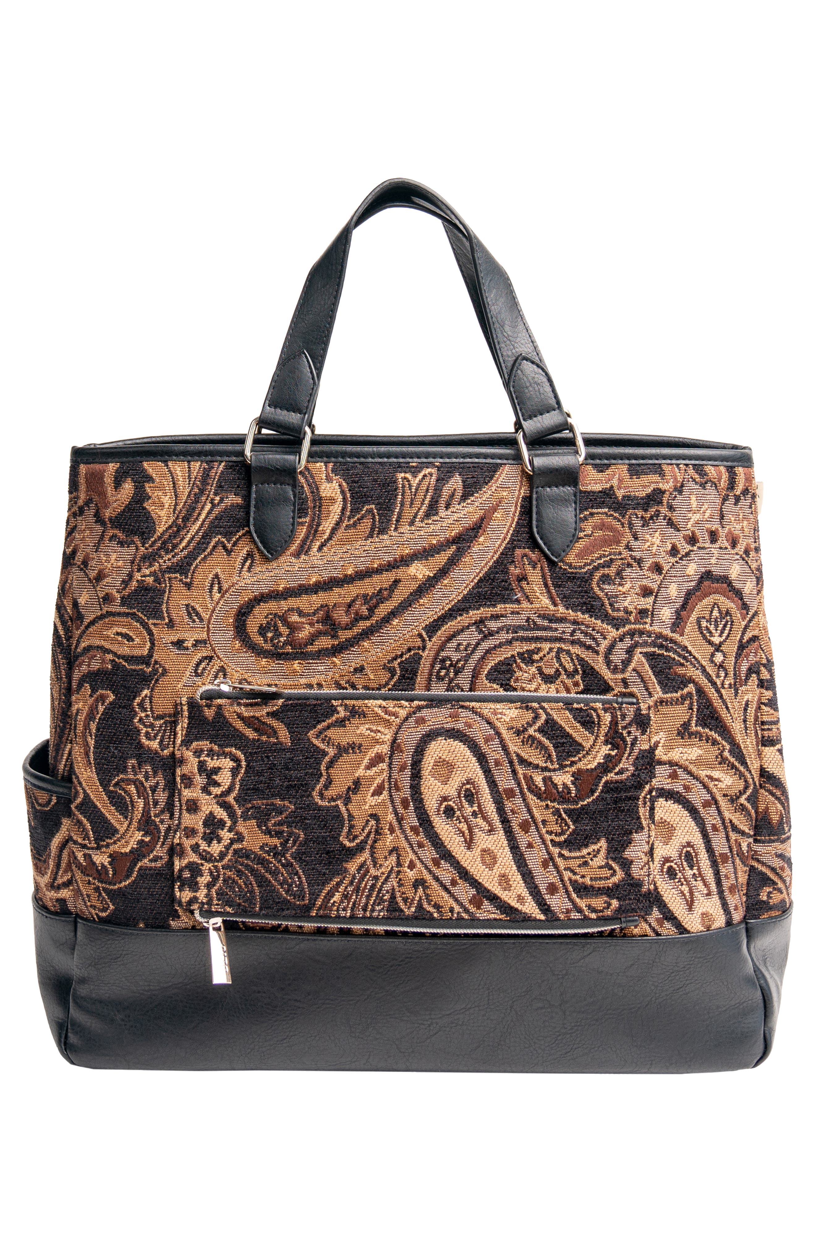 Béis The Mini Everyday Jacquard & Faux Leather Tote, Alternate, color, 